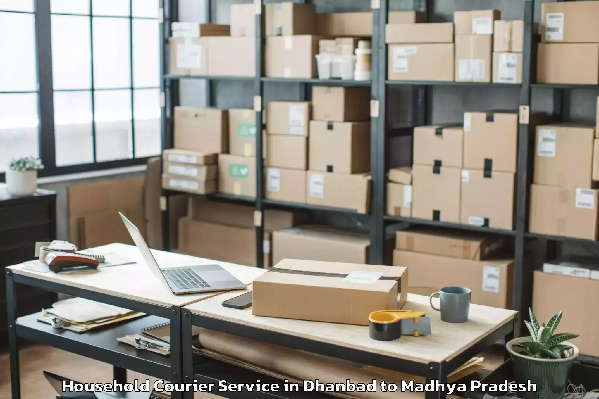 Top Dhanbad to Gyaraspur Household Courier Available